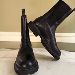 AllSaints Hallie Black Leather Chelsea Boots Women's Size 8, $319 MSRP
